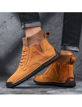 Male Boots Trend Solid Color Large Size Casual Sewing Thread Shoes