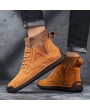 Boots - Male Boots Trend Solid Color Large Size Casual Sewing Thread Shoes
