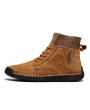 Boots - Male Boots Trend Solid Color Large Size Casual Sewing Thread Shoes