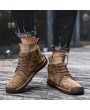 Boots - Male Boots Trend Solid Color Large Size Casual Sewing Thread Shoes
