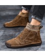 Boots - Male Boots Trend Solid Color Large Size Casual Sewing Thread Shoes