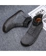 Boots - Male Boots Trend Solid Color Large Size Casual Sewing Thread Shoes
