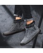Boots - Male Boots Trend Solid Color Large Size Casual Sewing Thread Shoes