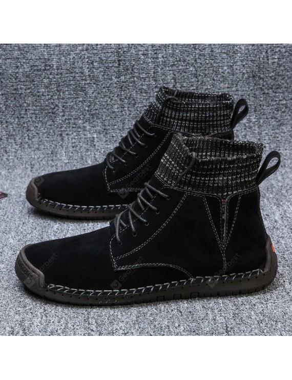 Boots - Male Boots Trend Solid Color Large Size Casual Sewing Thread Shoes
