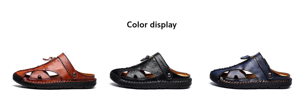 Summer Men's Beach Shoes Male Leather Youth Leisure Sandals - 7026 Black 46 Summer Men's Beach Shoes Male Leather Youth Leisure Sandals - 7026 Black 46