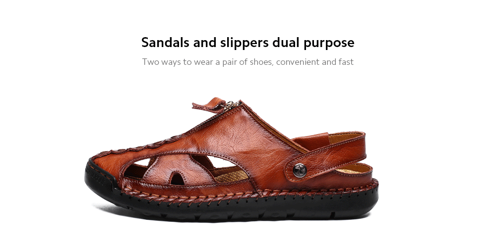 Summer Men's Beach Shoes Male Leather Youth Leisure Sandals - 7026 Black 46 Summer Men's Beach Shoes Male Leather Youth Leisure Sandals - 7026 Black 46