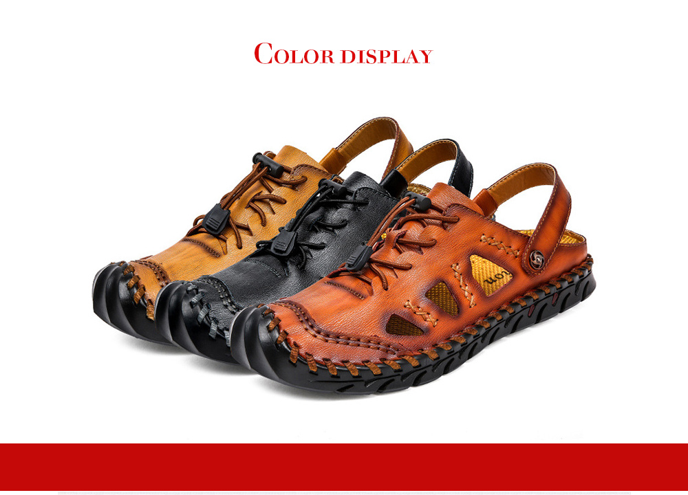 Large Size Men's Shoes Leather Sandals Handwear Shoes - Red Brown 39 Large Size Men's Shoes Leather Sandals Handwear Shoes - Red Brown 39