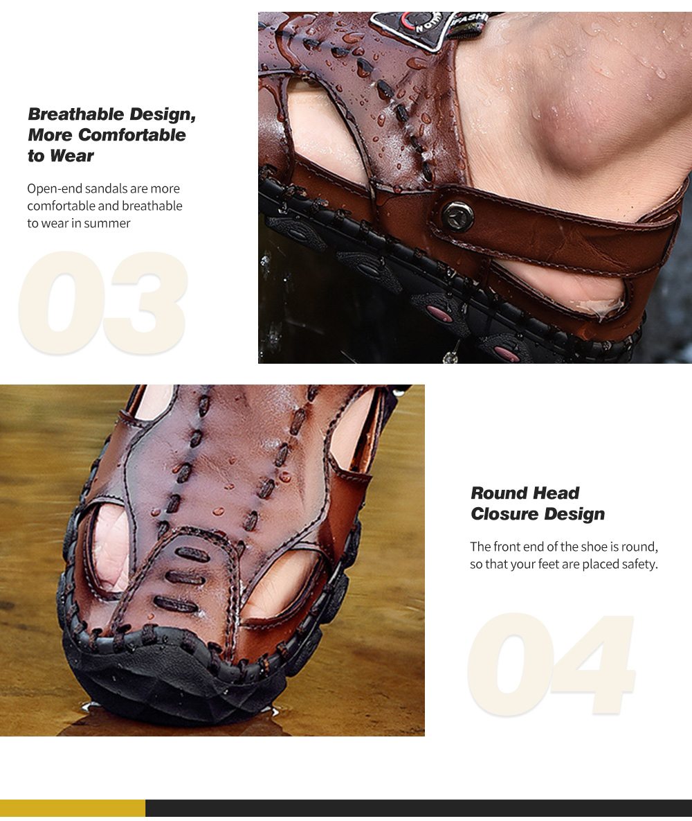 Handmade Male Breathable Casual Sandals - Light Brown 39 Handmade Male Breathable Casual Sandals - Light Brown 39