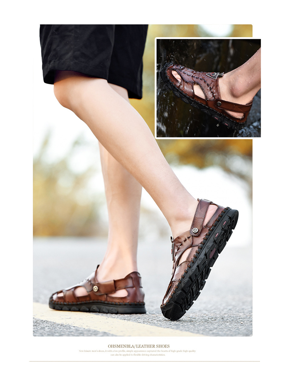 Handmade Male Breathable Casual Sandals - Light Brown 39 Handmade Male Breathable Casual Sandals - Light Brown 39