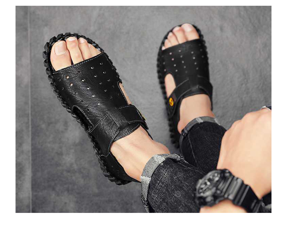 2021 Summer New Sandals Men's Shoes Breathable Beach Shoes Trend Sewing Shoes Men's Cave Shoes - Black EU 41 2021 Summer New Sandals Men's Shoes Breathable Beach Shoes Trend Sewing Shoes Men's Cave Shoes - Black EU 41