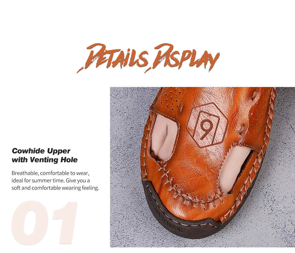 Summer Men's Sandals Casual Breathing Hollow Beach Shoes Large Size - Brown 47 Summer Men's Sandals Casual Breathing Hollow Beach Shoes Large Size - Brown 47