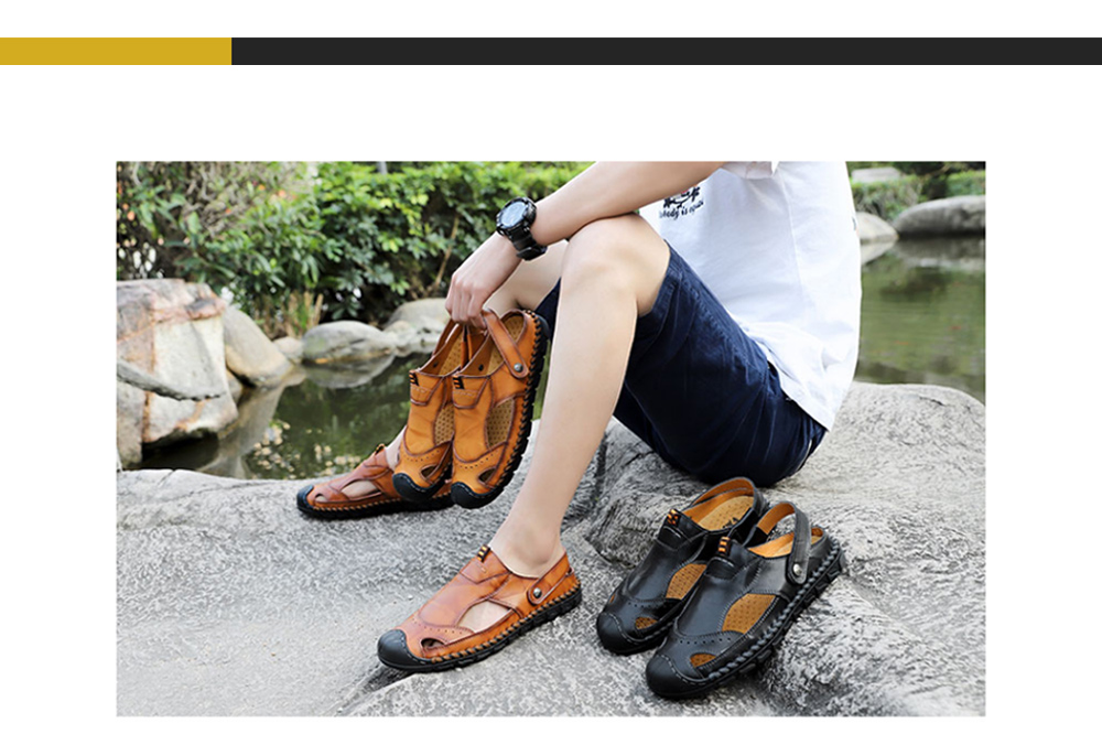 Slipper Male Summer Men's Sandals Breathable Casual Leather Sandals Dual-use Summer Camp Sandal Shoes - Red-brown 38 Slipper Male Summer Men's Sandals Breathable Casual Leather Sandals Dual-use Summer Camp Sandal Shoes - Red-brown 38