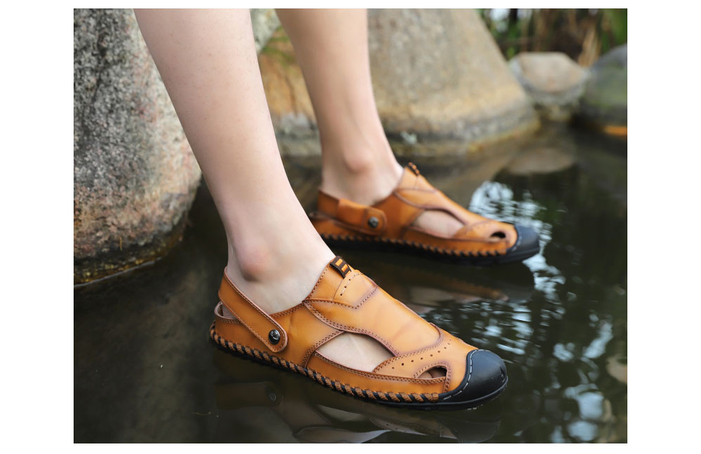 Slipper Male Summer Men's Sandals Breathable Casual Leather Sandals Dual-use Summer Camp Sandal Shoes - Red-brown 38 Slipper Male Summer Men's Sandals Breathable Casual Leather Sandals Dual-use Summer Camp Sandal Shoes - Red-brown 38