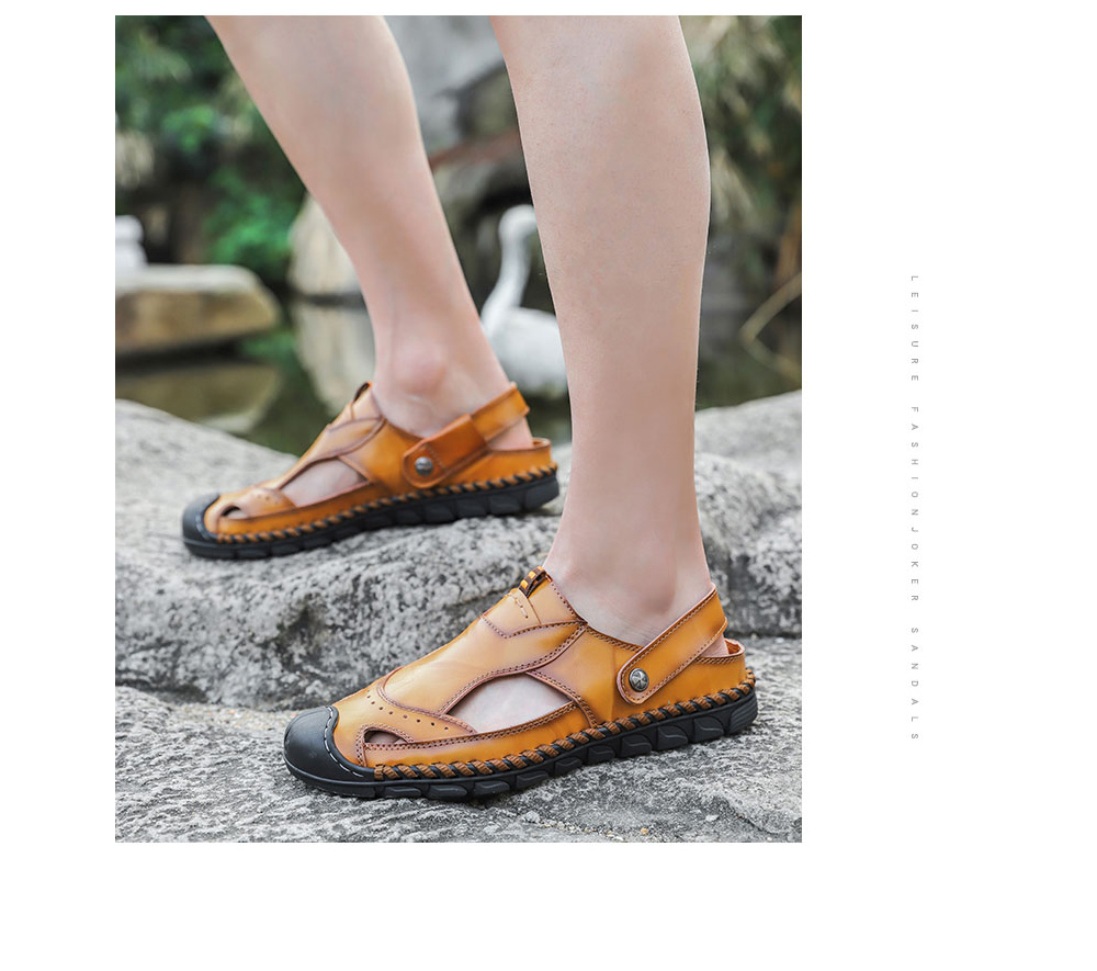 Slipper Male Summer Men's Sandals Breathable Casual Leather Sandals Dual-use Summer Camp Sandal Shoes - Red-brown 38 Slipper Male Summer Men's Sandals Breathable Casual Leather Sandals Dual-use Summer Camp Sandal Shoes - Red-brown 38