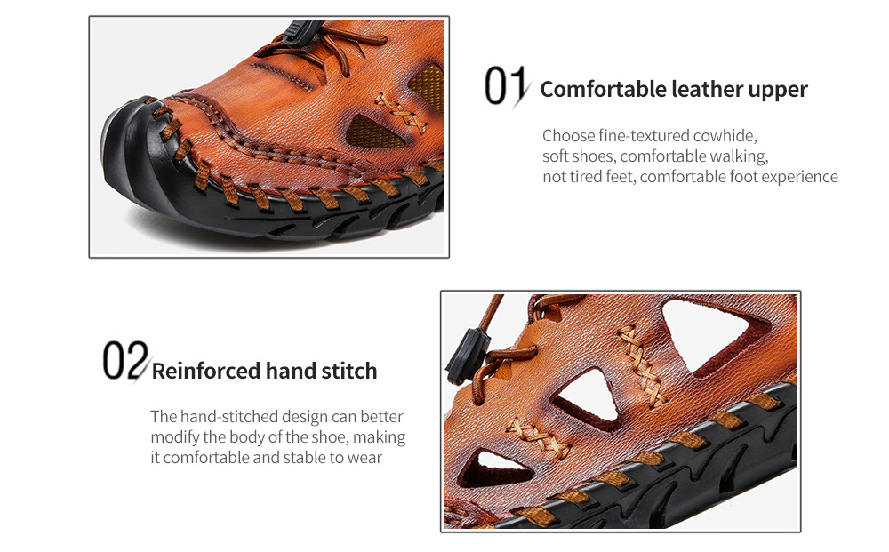 Large Size Men's Leather Sandals Handwear Shoes - Red Brown 44 Large Size Men's Leather Sandals Handwear Shoes - Red Brown 44