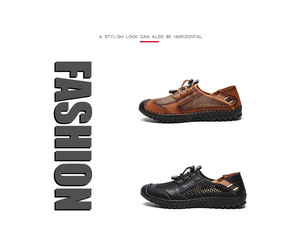 Men Summer Sandals Men Sports Net Casual Shoes Breathable Mesh Trendy Leather Footwear - Black EU 47 Men Summer Sandals Men Sports Net Casual Shoes Breathable Mesh Trendy Leather Footwear - Black EU 47