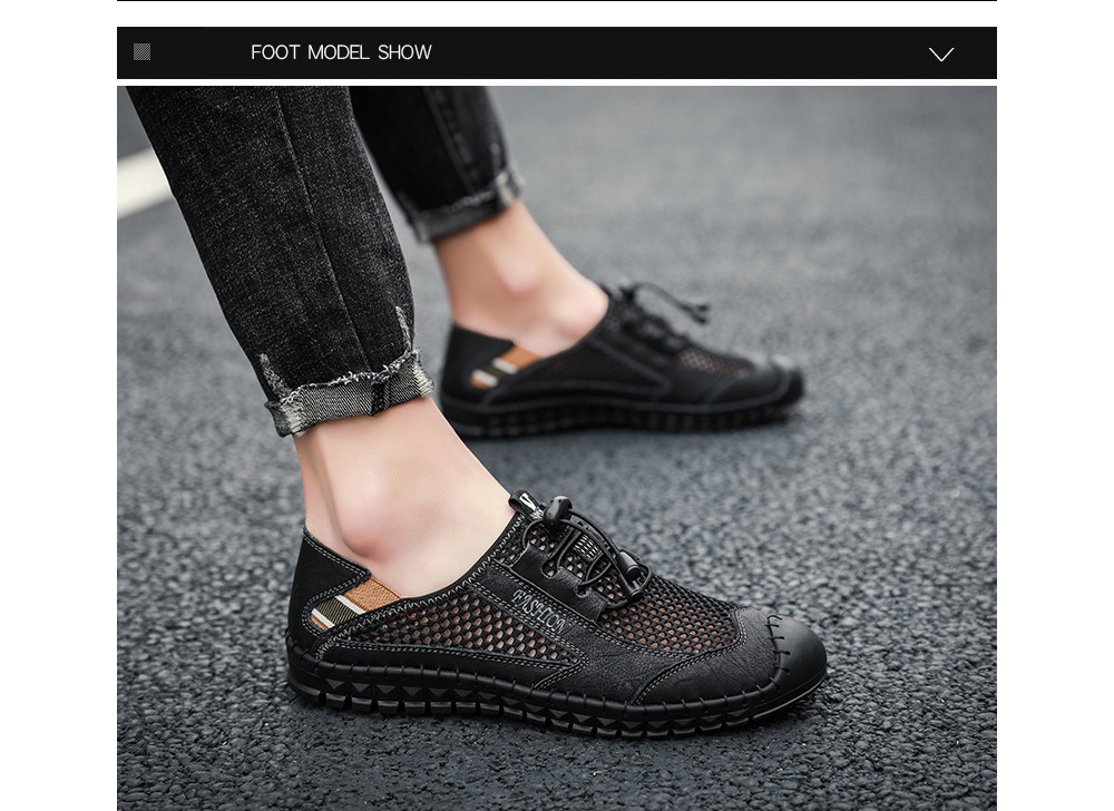 Men Summer Sandals Men Sports Net Casual Shoes Breathable Mesh Trendy Leather Footwear - Black EU 47 Men Summer Sandals Men Sports Net Casual Shoes Breathable Mesh Trendy Leather Footwear - Black EU 47