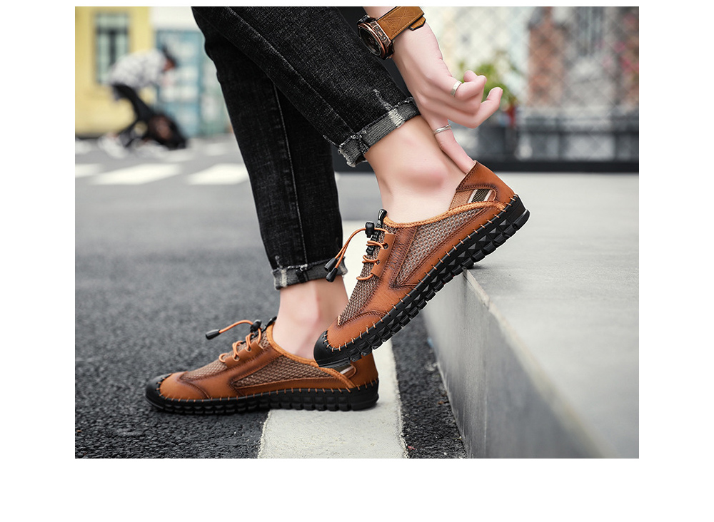 Men Summer Sandals Men Sports Net Casual Shoes Breathable Mesh Trendy Leather Footwear - Black EU 47 Men Summer Sandals Men Sports Net Casual Shoes Breathable Mesh Trendy Leather Footwear - Black EU 47